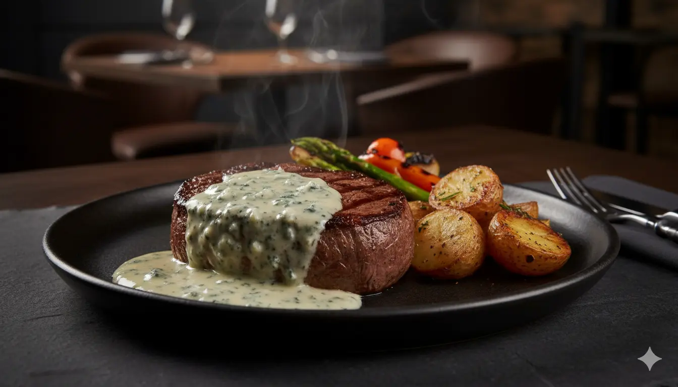 Lomo Fino a la Parrilla con Salsa Cremosa de Queso Azul Azuayo