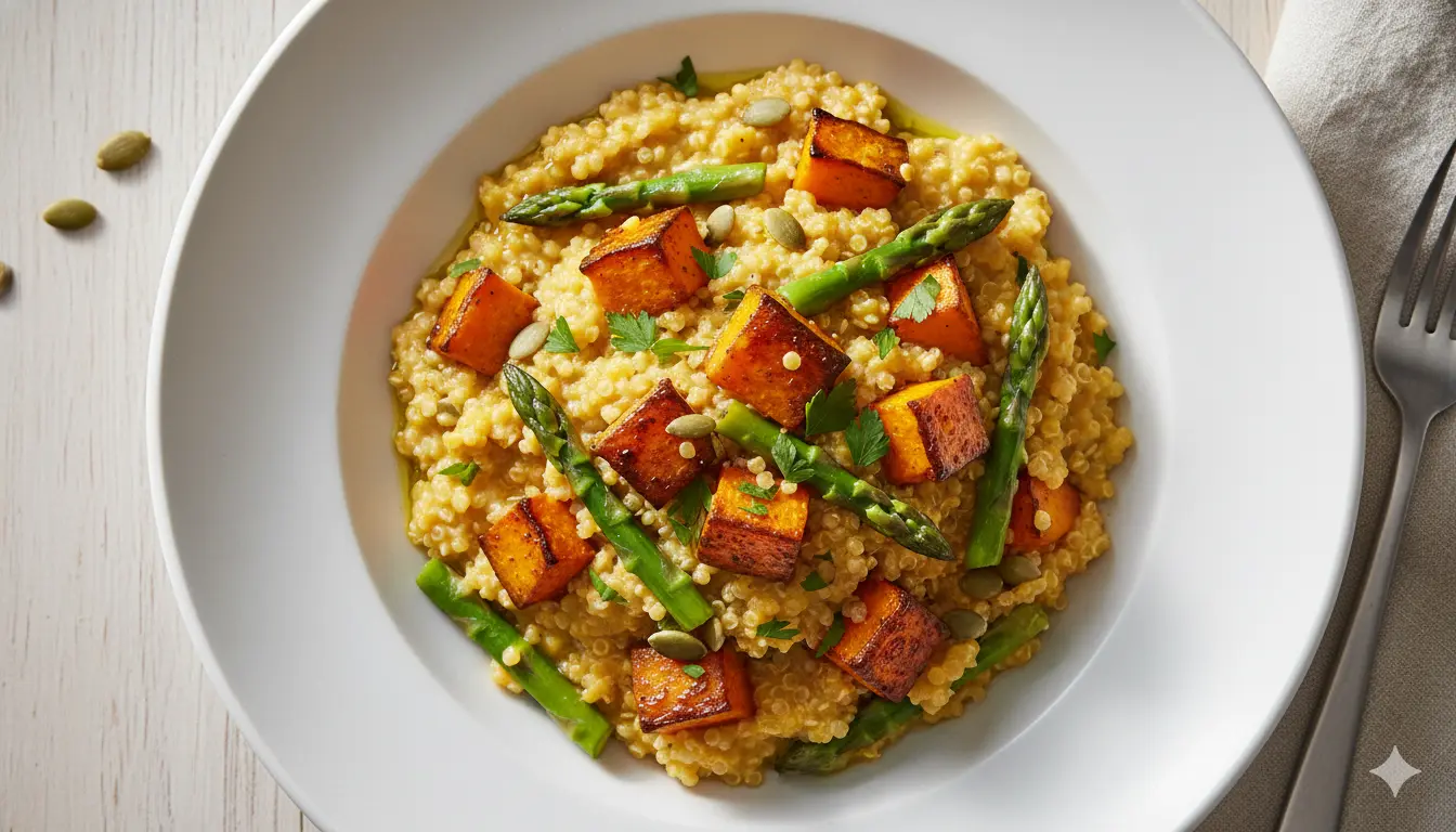 Quinoa Risotto Cremoso con Vegetales Rostizados del Huerto