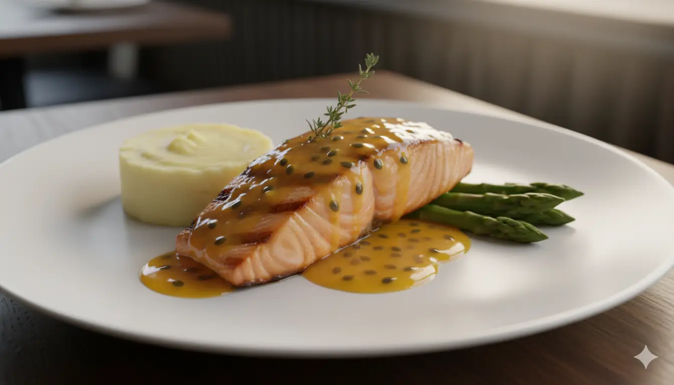 Salmón Sellado en Salsa de Maracuyá Andina